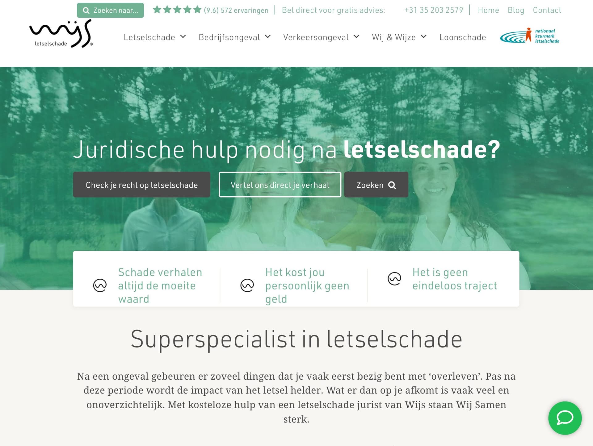 The Wijs Letselschade homepage